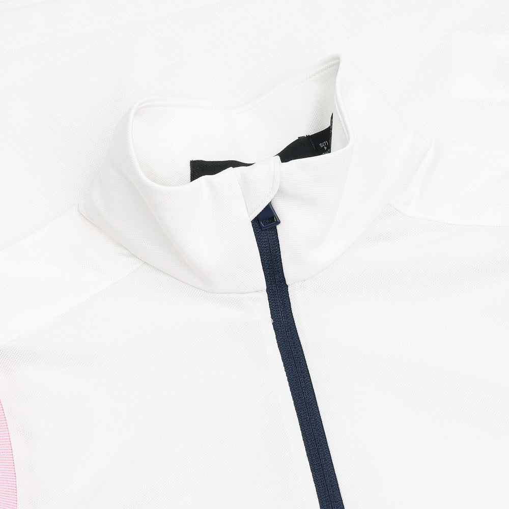 Juniors' Tricolor Sleeveless 1/4 Zip Mock Neck Polo