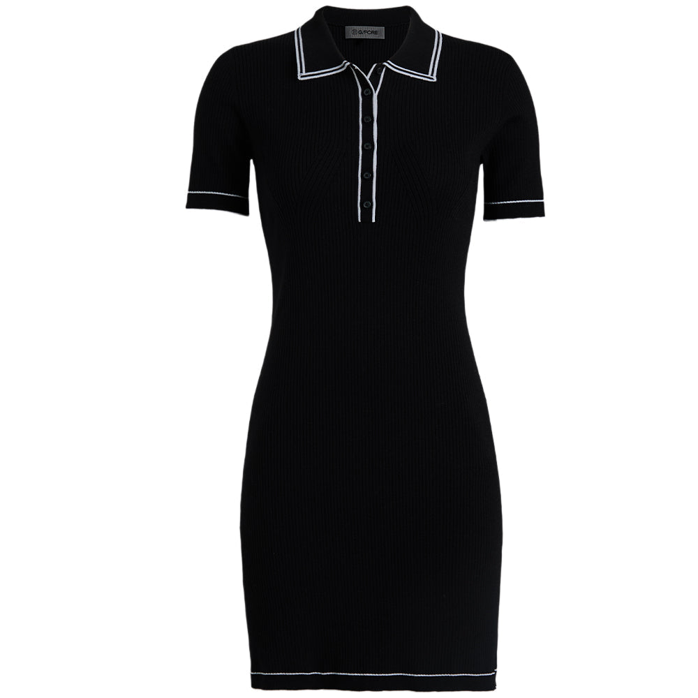 Women's Ribbed Merino Wool Blend Polo Dress