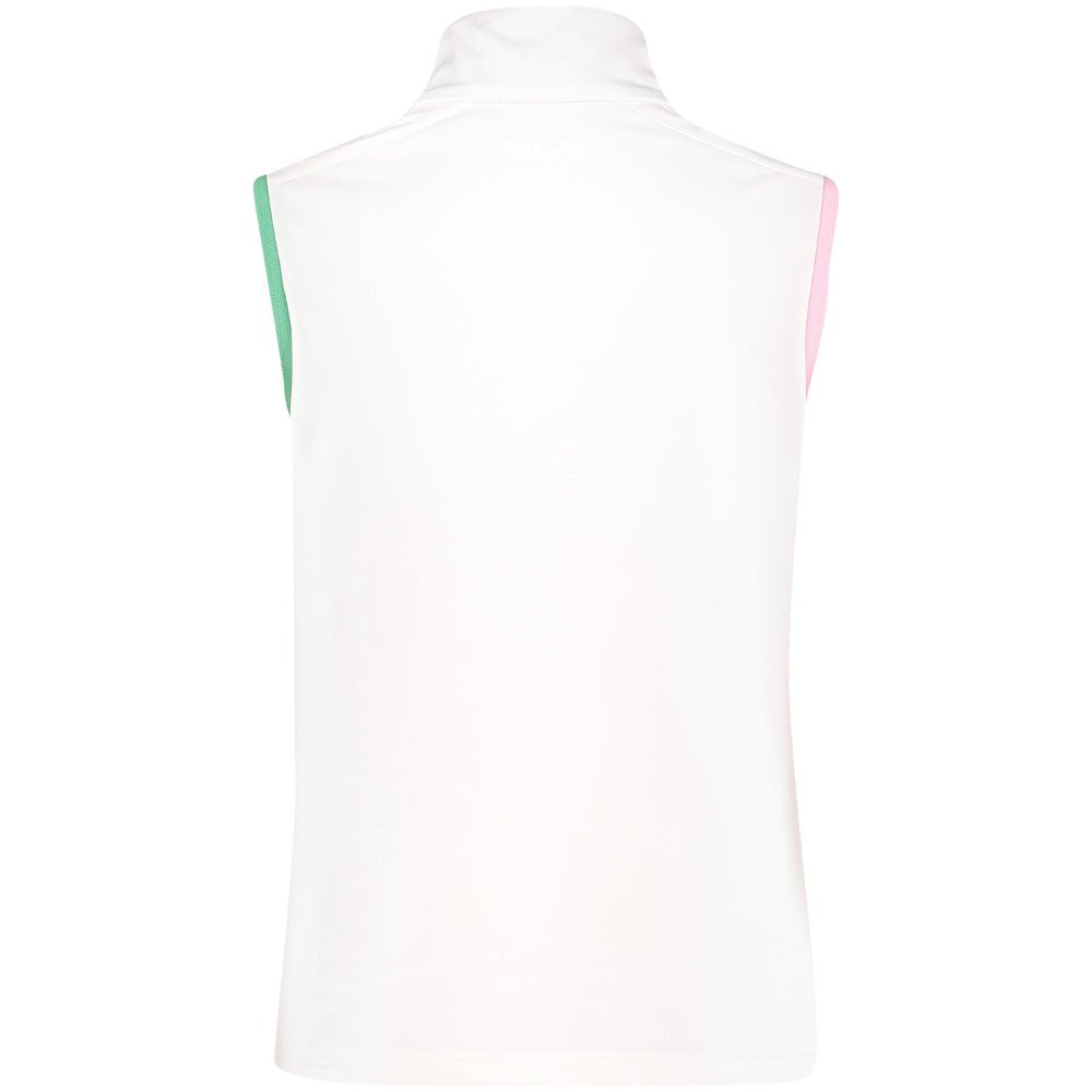 Juniors' Tricolor Sleeveless 1/4 Zip Mock Neck Polo