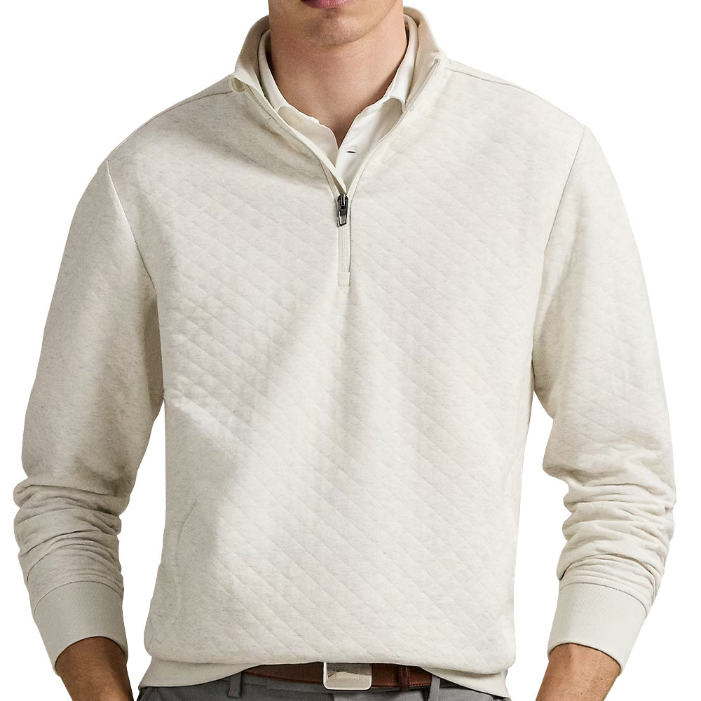 Quilted Double-Knit 1/4 Zip Mock Neck Sweatshirt