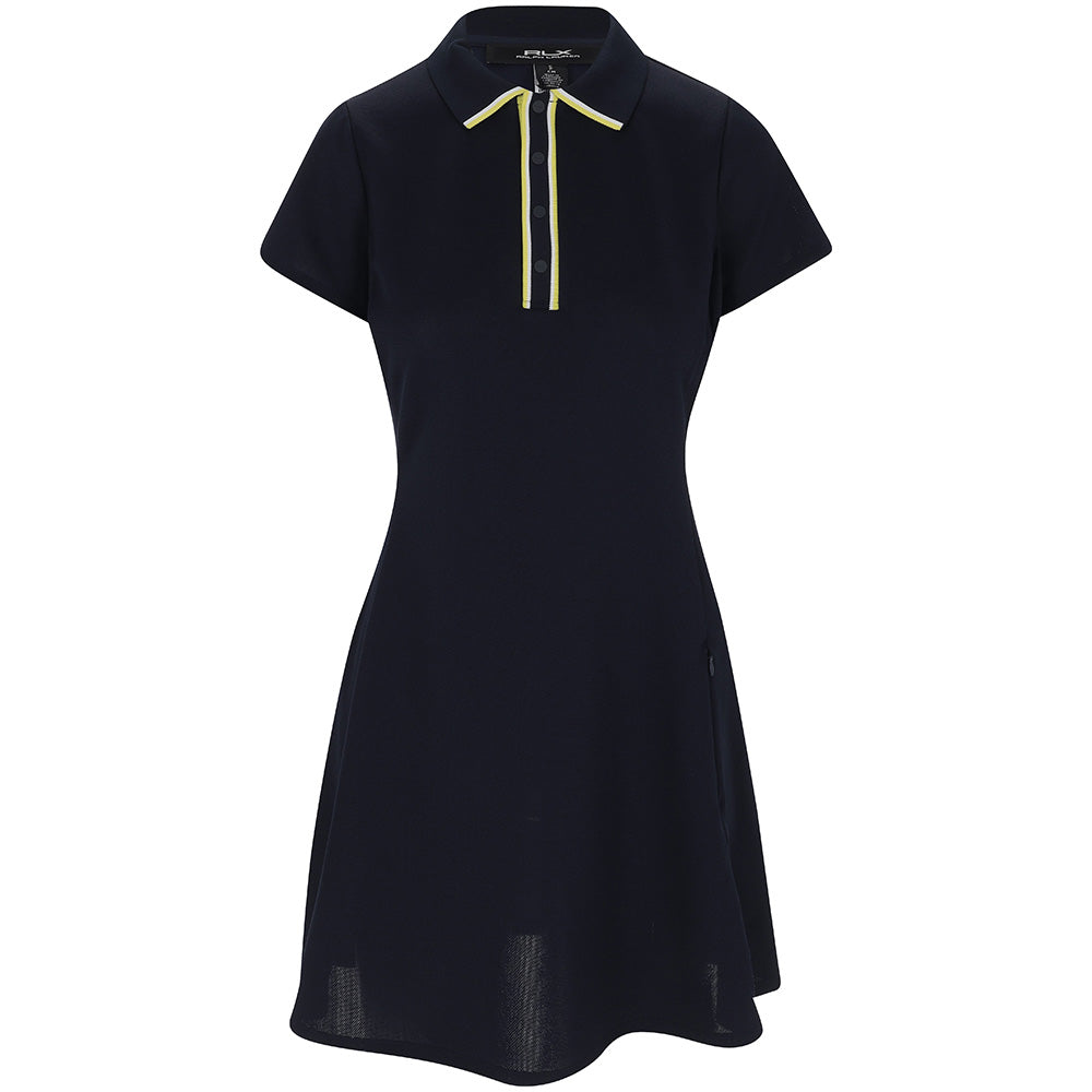 Women's Heavyweight Pique Knit Placket Short Sleeve Dress