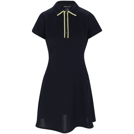 Women's Heavyweight Pique Knit Placket Short Sleeve Dress