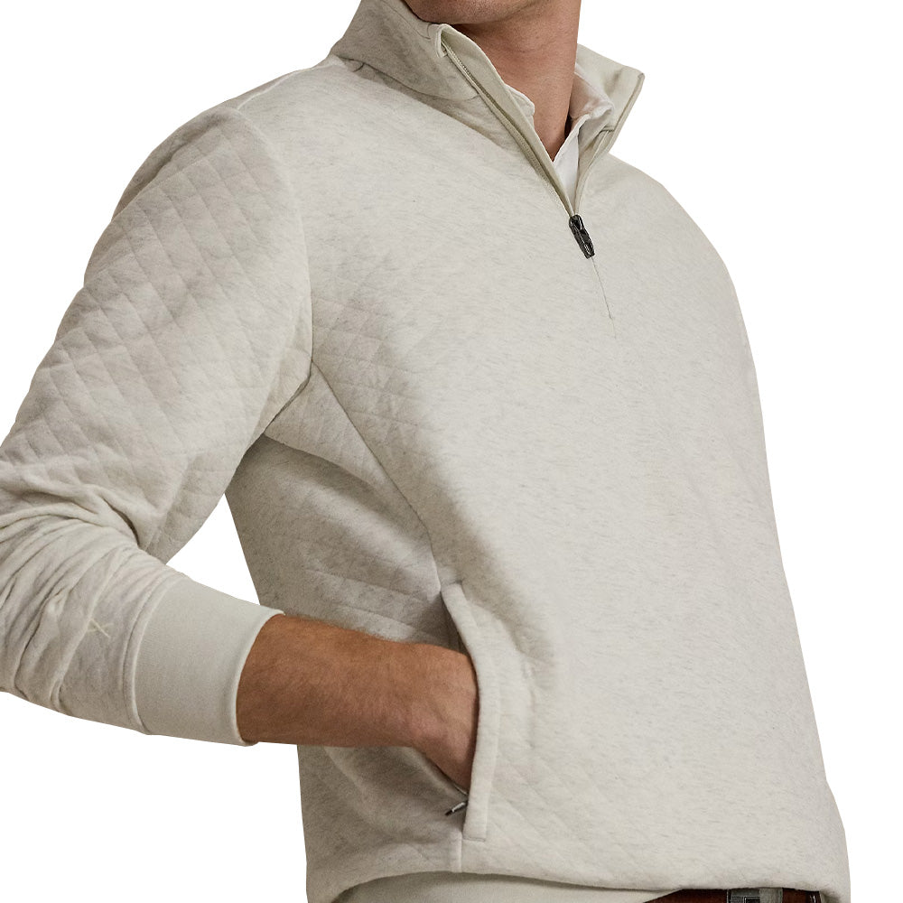 Quilted Double-Knit 1/4 Zip Mock Neck Sweatshirt